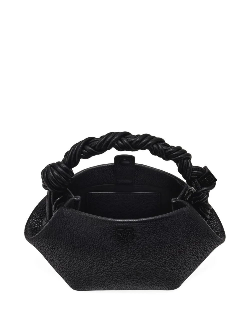 Ganni Mini Bou Twisted-handle Tote Bag In Black