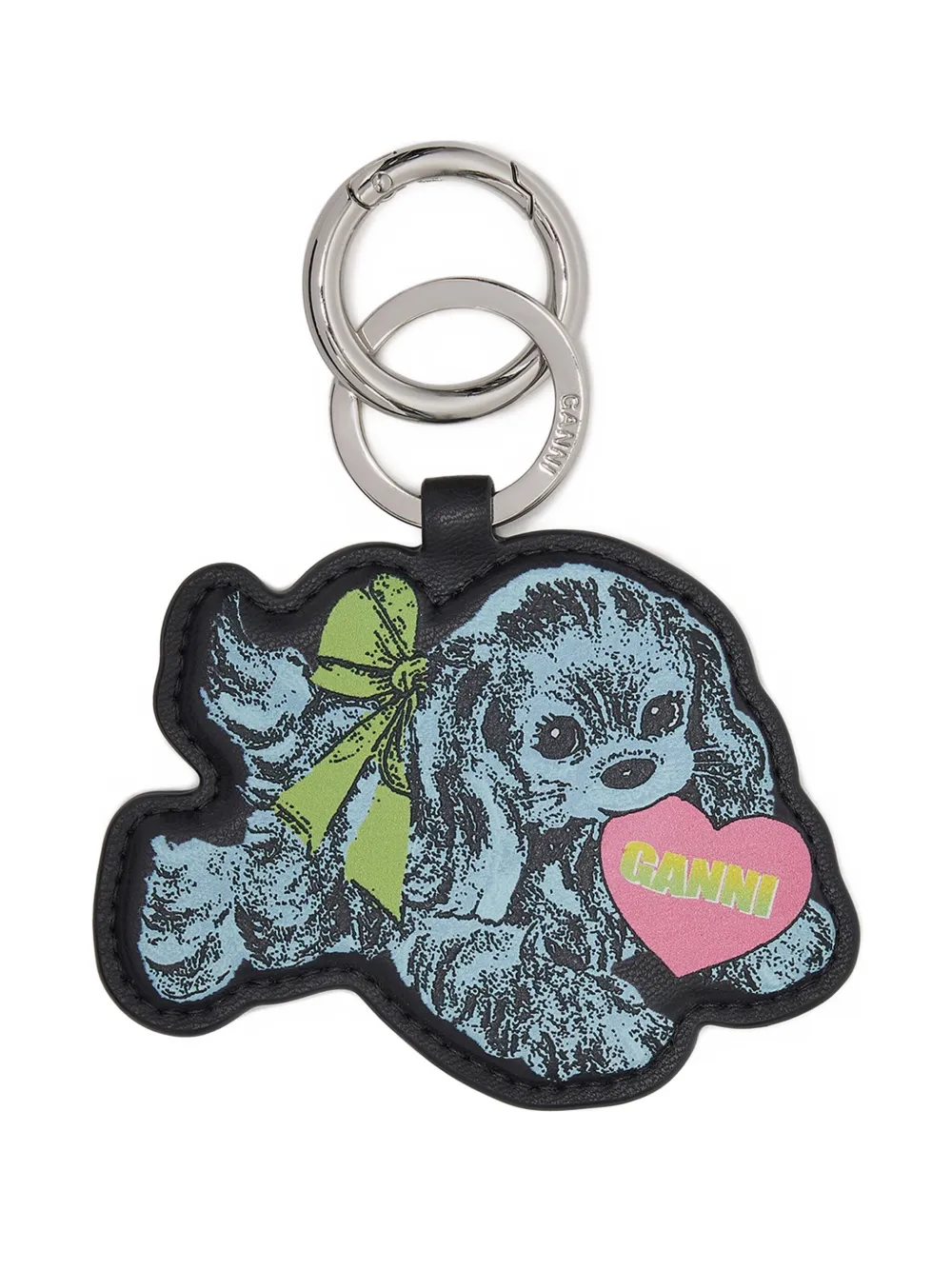 GANNI Blue Puppy keyring - Nero