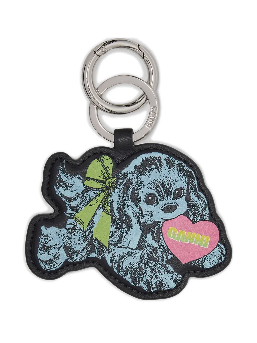 GANNI Blue Puppy keyring Zwart