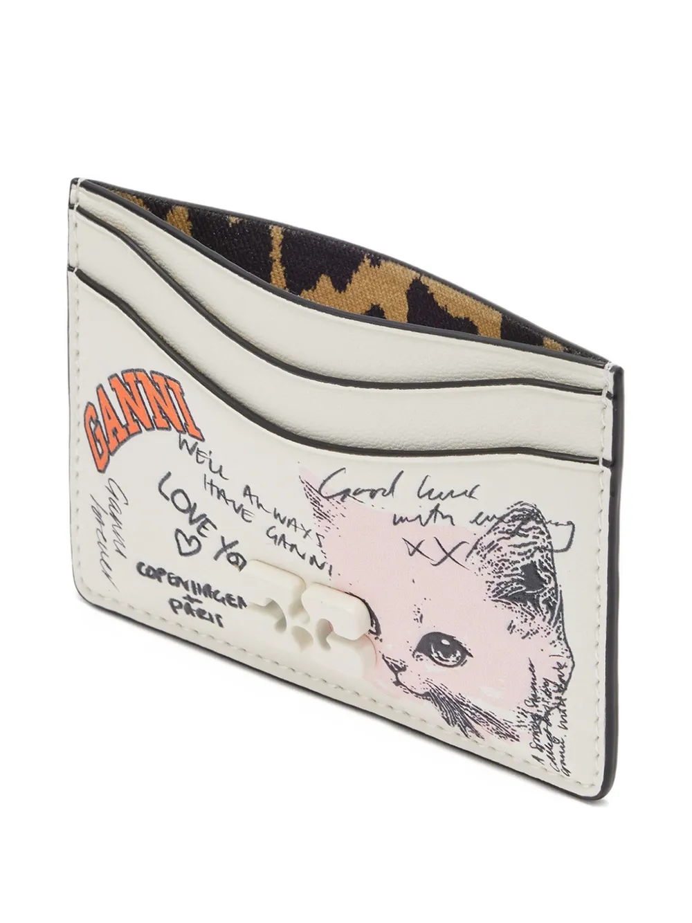 GANNI Kitty pasjeshouder met logo Beige
