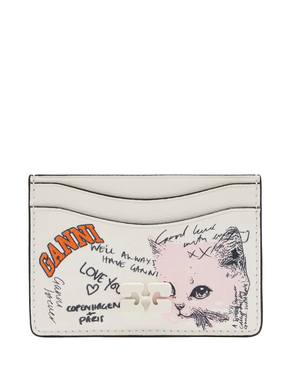 GANNI Kitty pasjeshouder met logo Beige