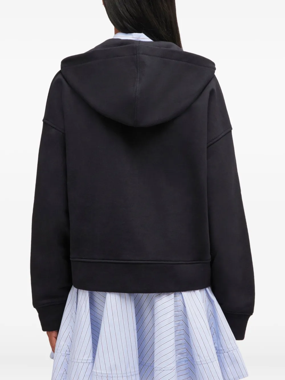 Ganni Hooded Long Sleeve Organic Cotton Sweatshirt In Black