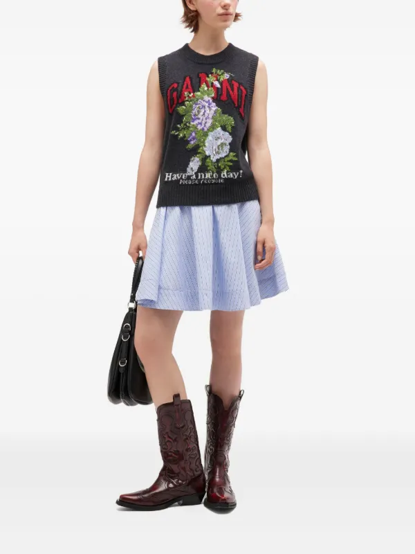 GANNI フローラル トップ | グレー | FARFETCH JP