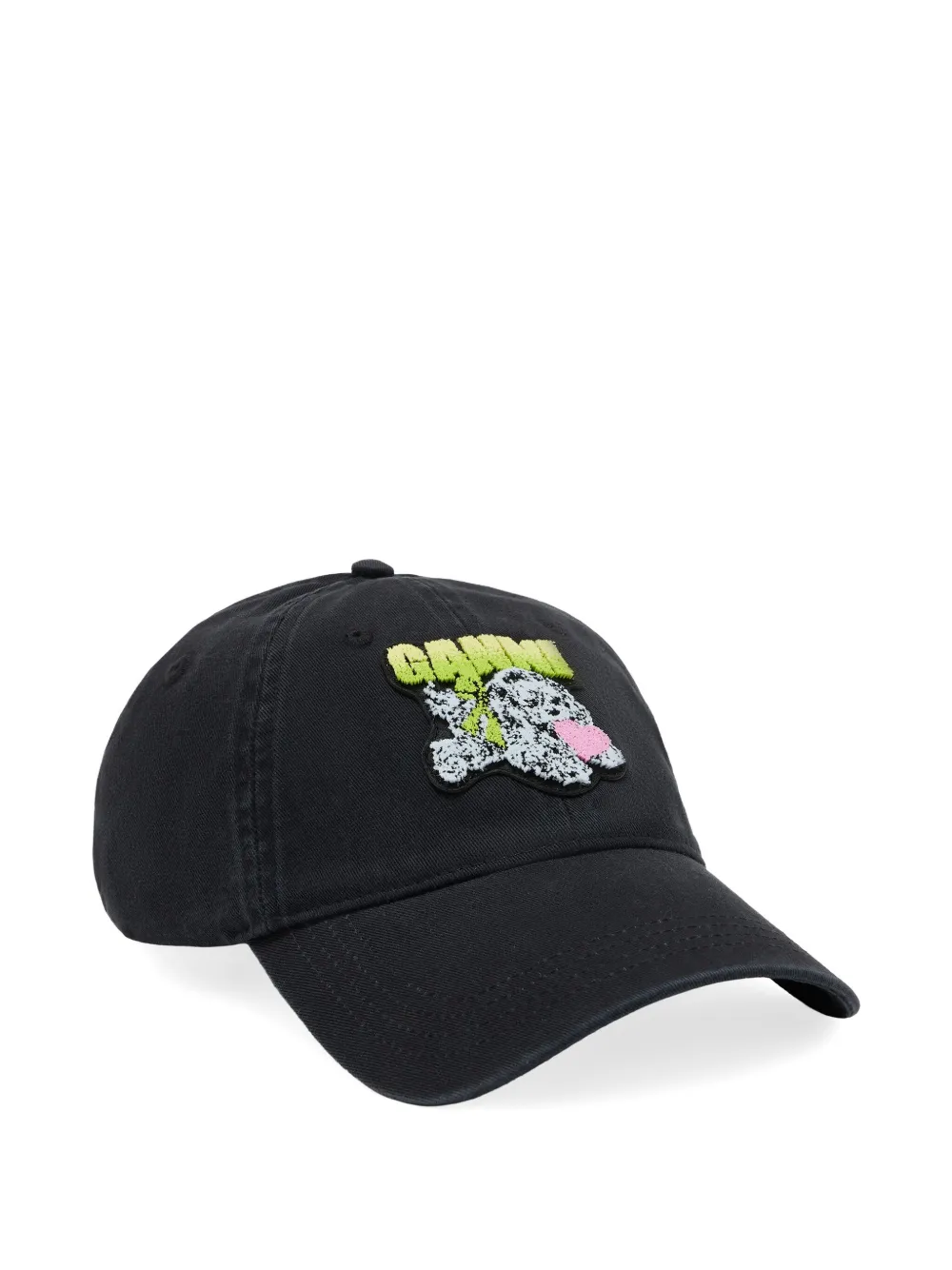 Ganni Women Puppy Organic Cotton Baseball Cap In Black