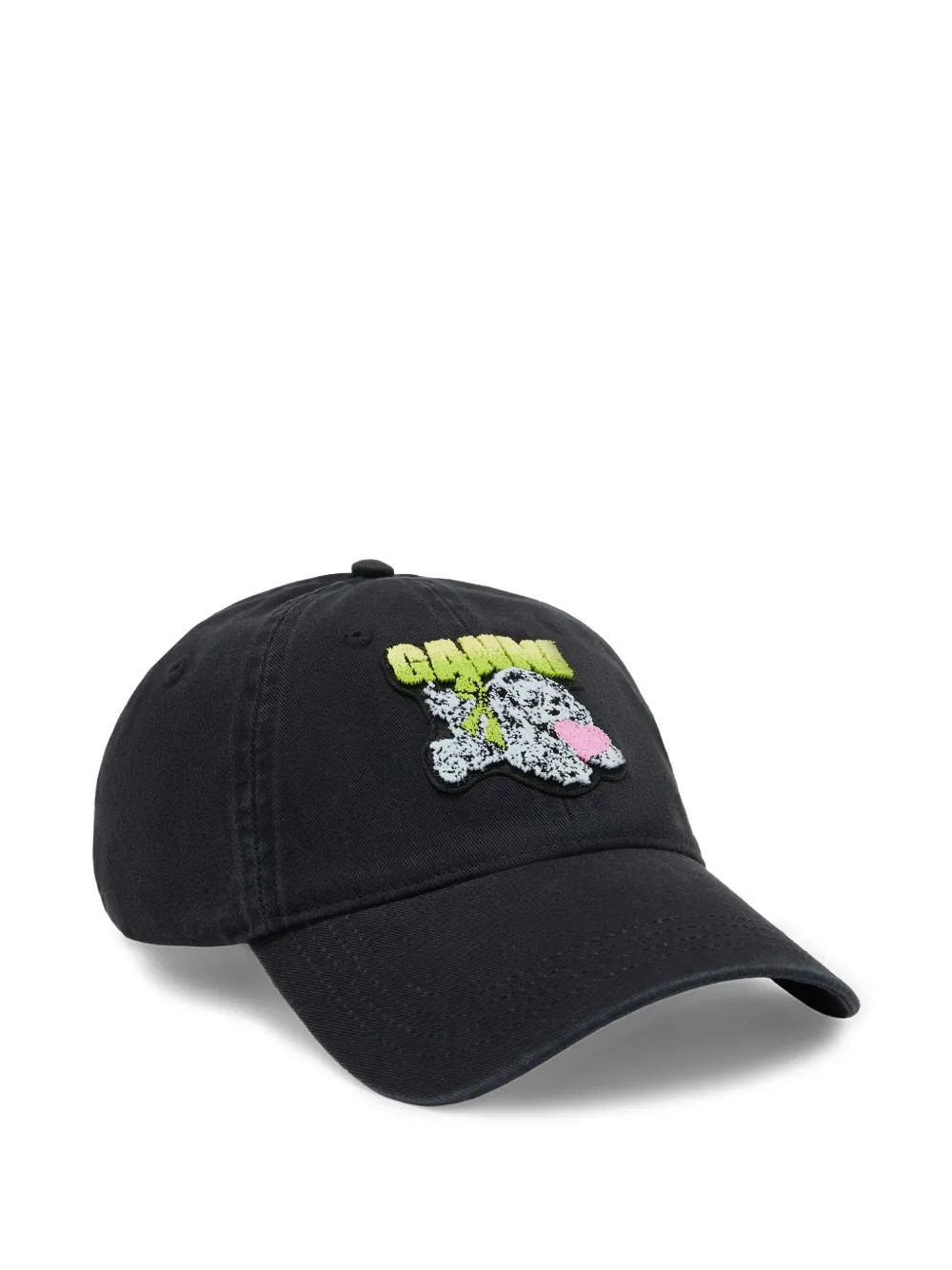 GANNI Puppy honkbalpet met geborduurd logo Zwart