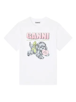 GANNI プリント Tシャツ | ホワイト | FARFETCH JP