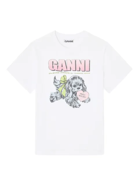 GANNI Puppy logo-graphic T-shirt