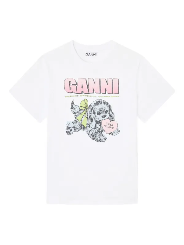 GANNI プリント Tシャツ | ホワイト | FARFETCH JP