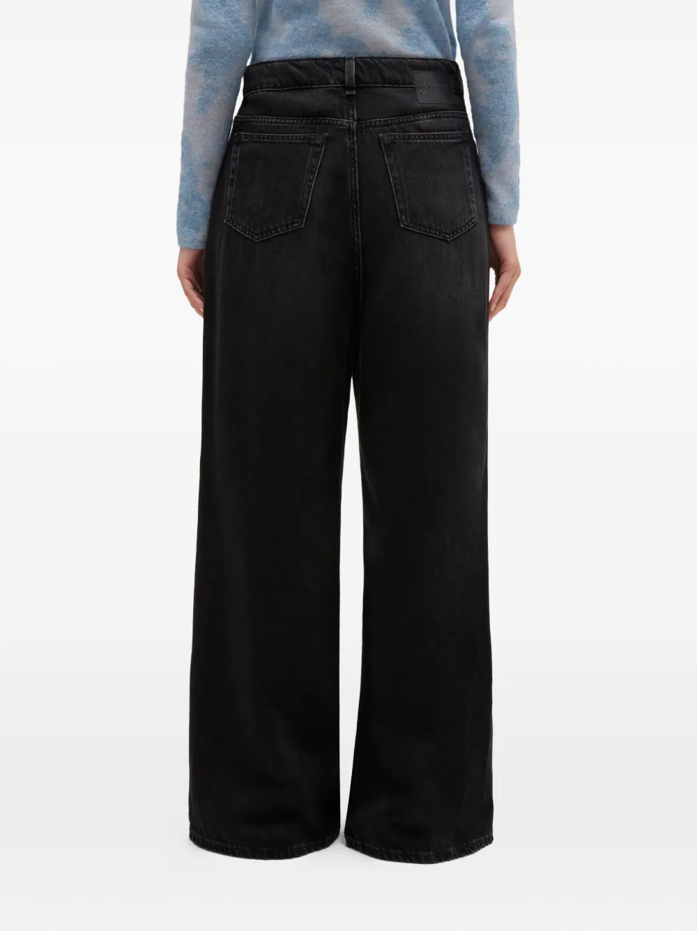 Ganni Black Washed Baggy Jeans In Black