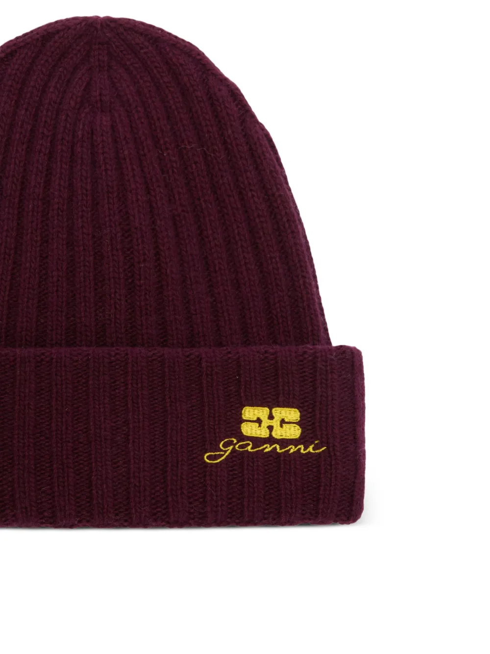 GANNI Geribbelde muts Rood