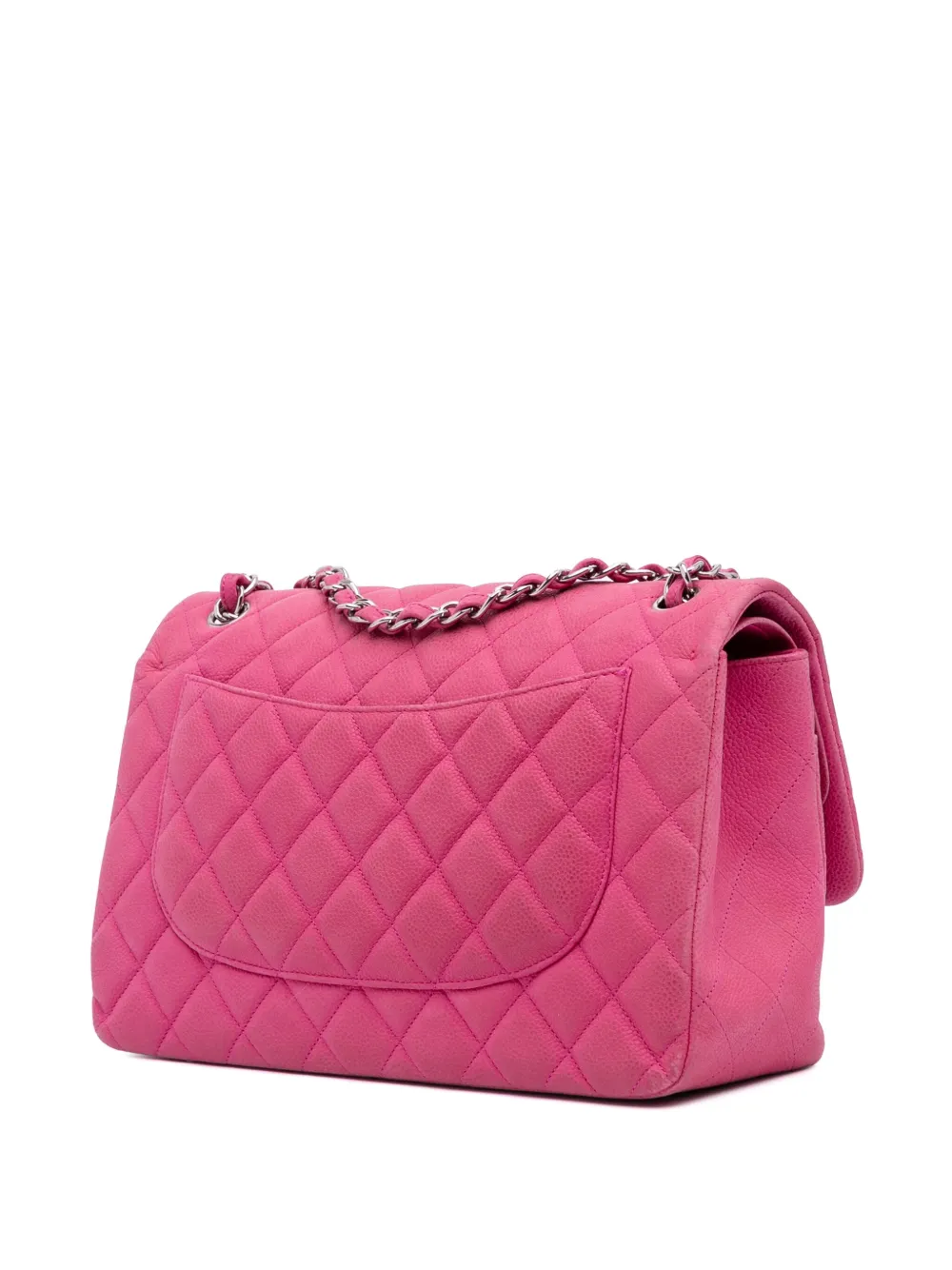 Pre-owned Chanel 2013-2014 Jumbo Classic Caviar Double Flap Shoulder Bag In Pink