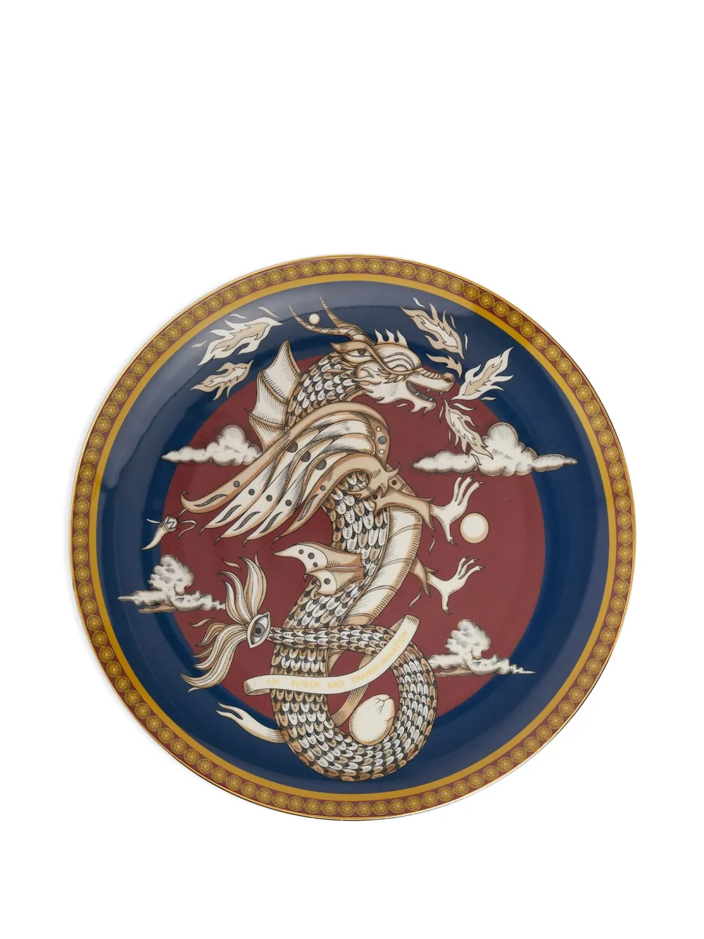 La Doublej Dragon Midnight Decorative Plate In Blue