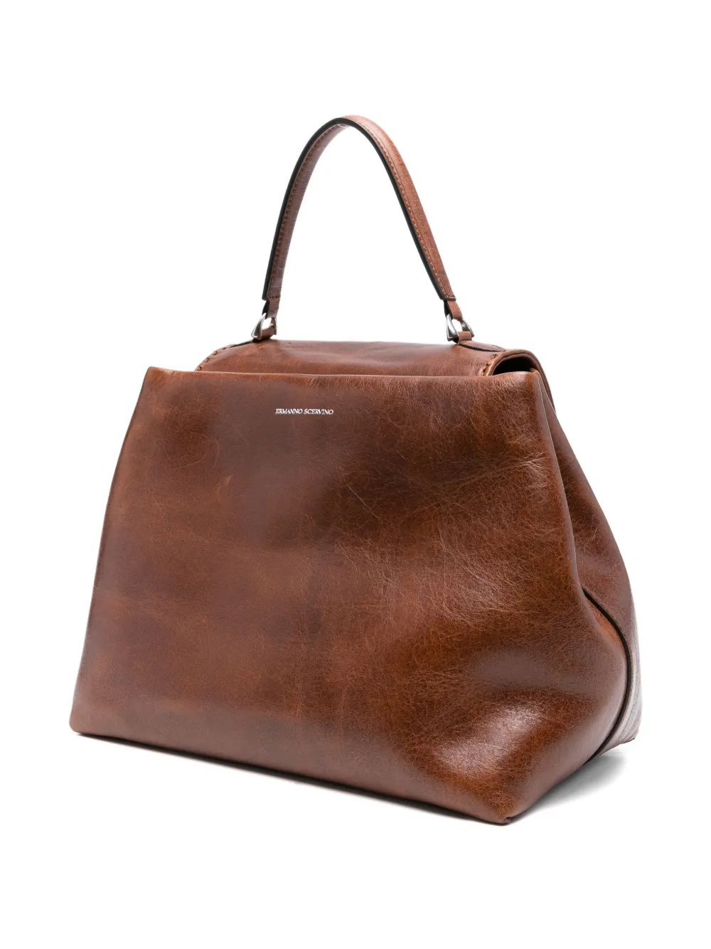 Ermanno Scervino Liza leren schoudertas met handvat Bruin