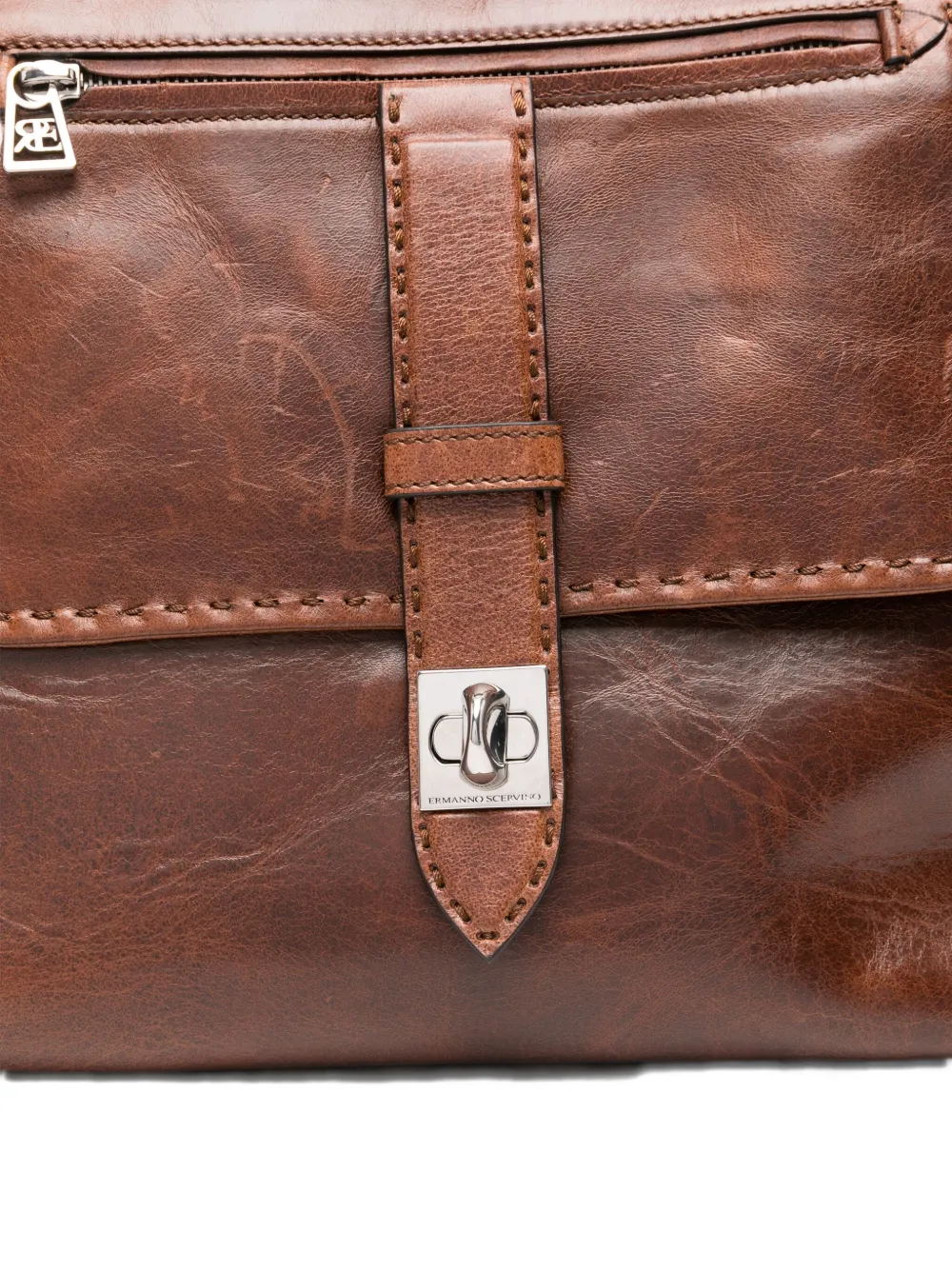Ermanno Scervino Liza leren schoudertas met handvat Bruin