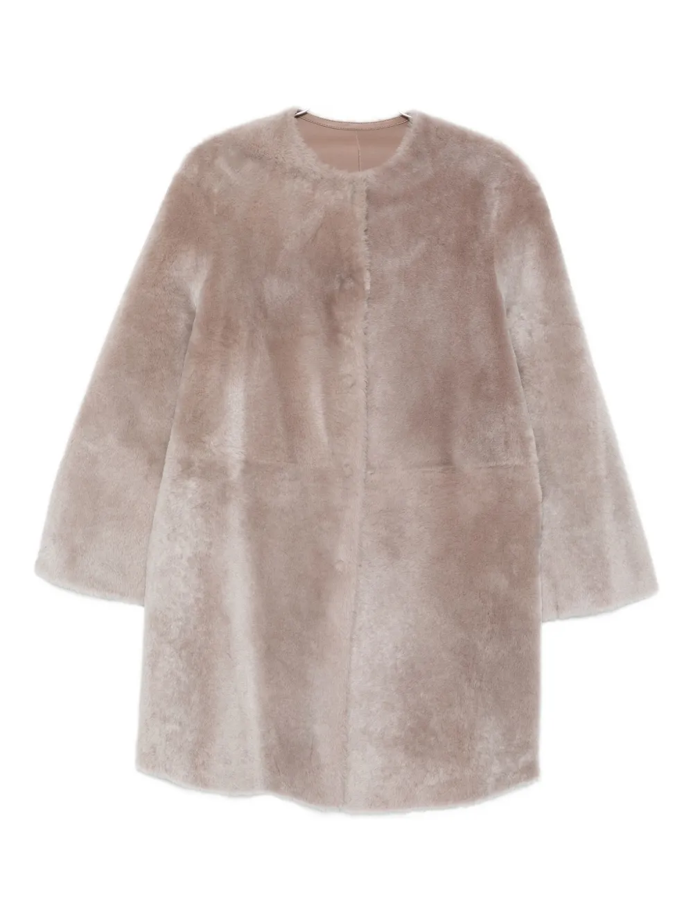 Manzoni 24 Shearling Leather Coat In Pink