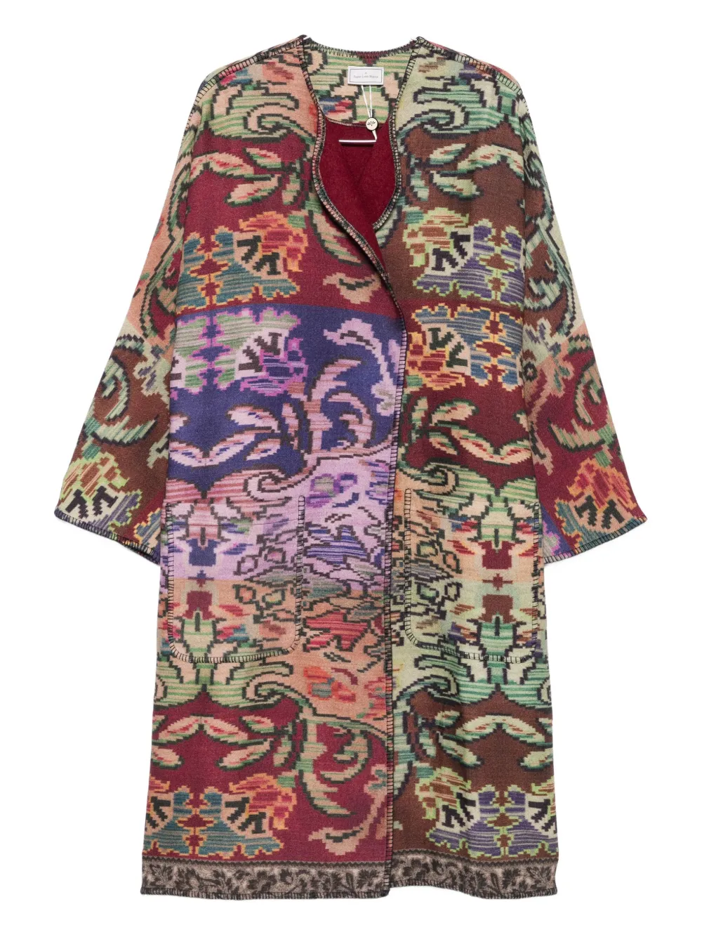 Pierre-Louis Mascia geometric-pattern wool coat Rood