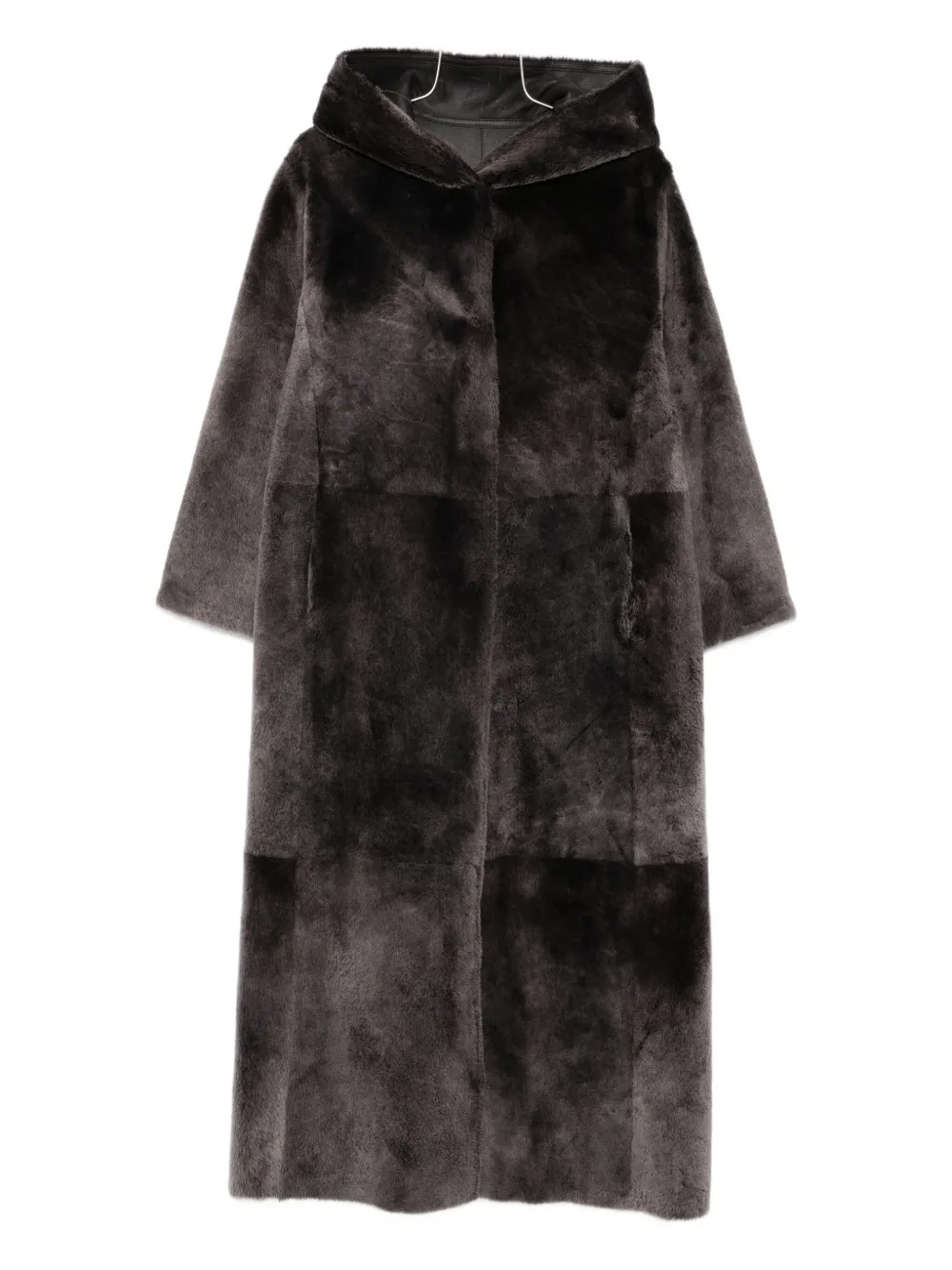 Manzoni 24 Hooded Shearling Coat In Gray