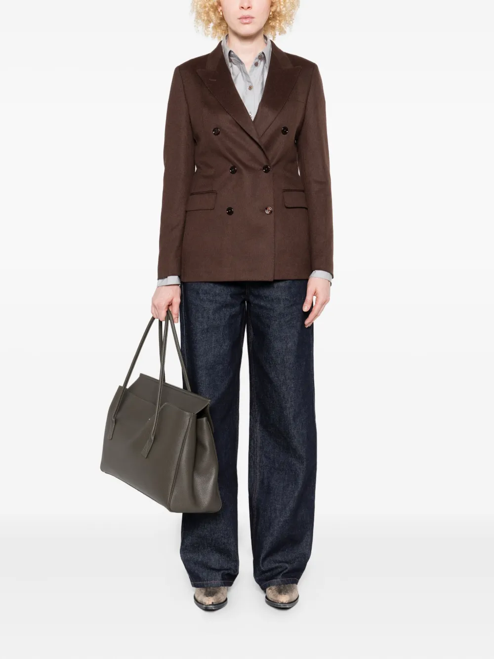 Tagliatore Blazer met dubbele rij knopen en lange mouwen Bruin