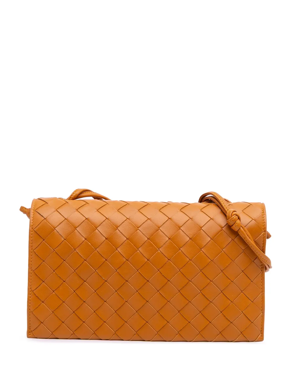 Pre-owned Bottega Veneta 2012-2025 Nappa Intrecciato Trio Pouch On Strap Shoulder Bag In Brown