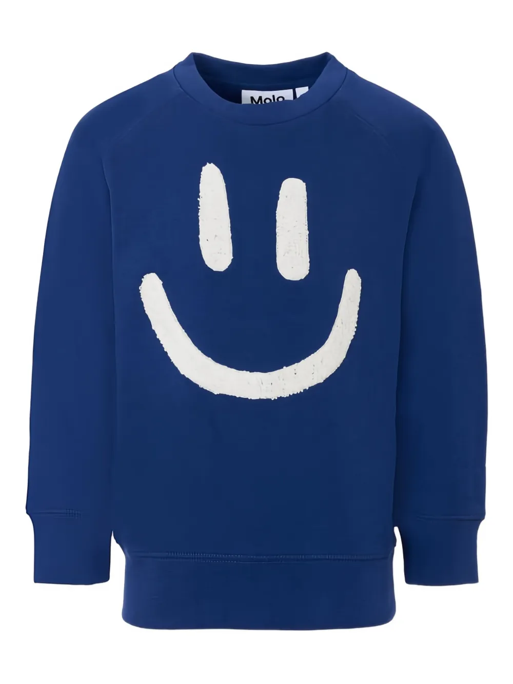 Molo Katoenen sweater met smiley-print Blauw