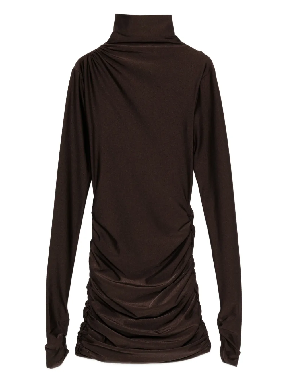 THE ANDAMANE turtleneck ruched dress | Brown | Image 1