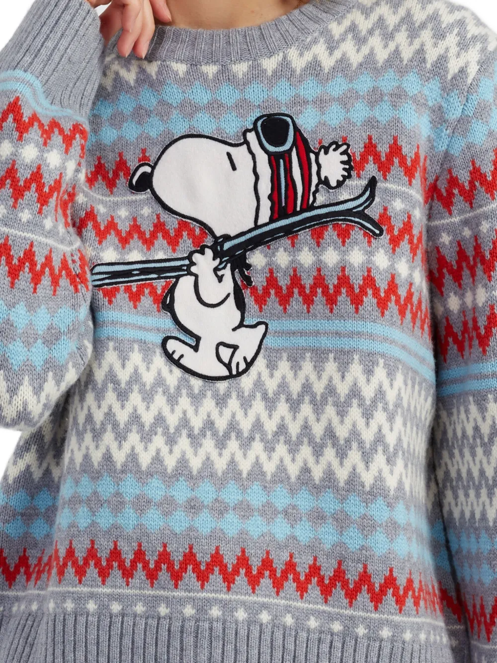 Chinti & Parker Snoopy Ski Fairisle Sweater In Gray