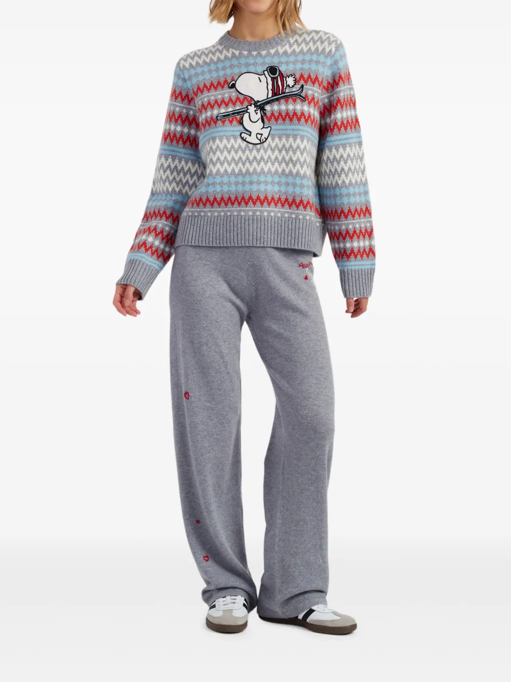 Chinti & Parker Snoopy Ski Fairisle Sweater In Gray