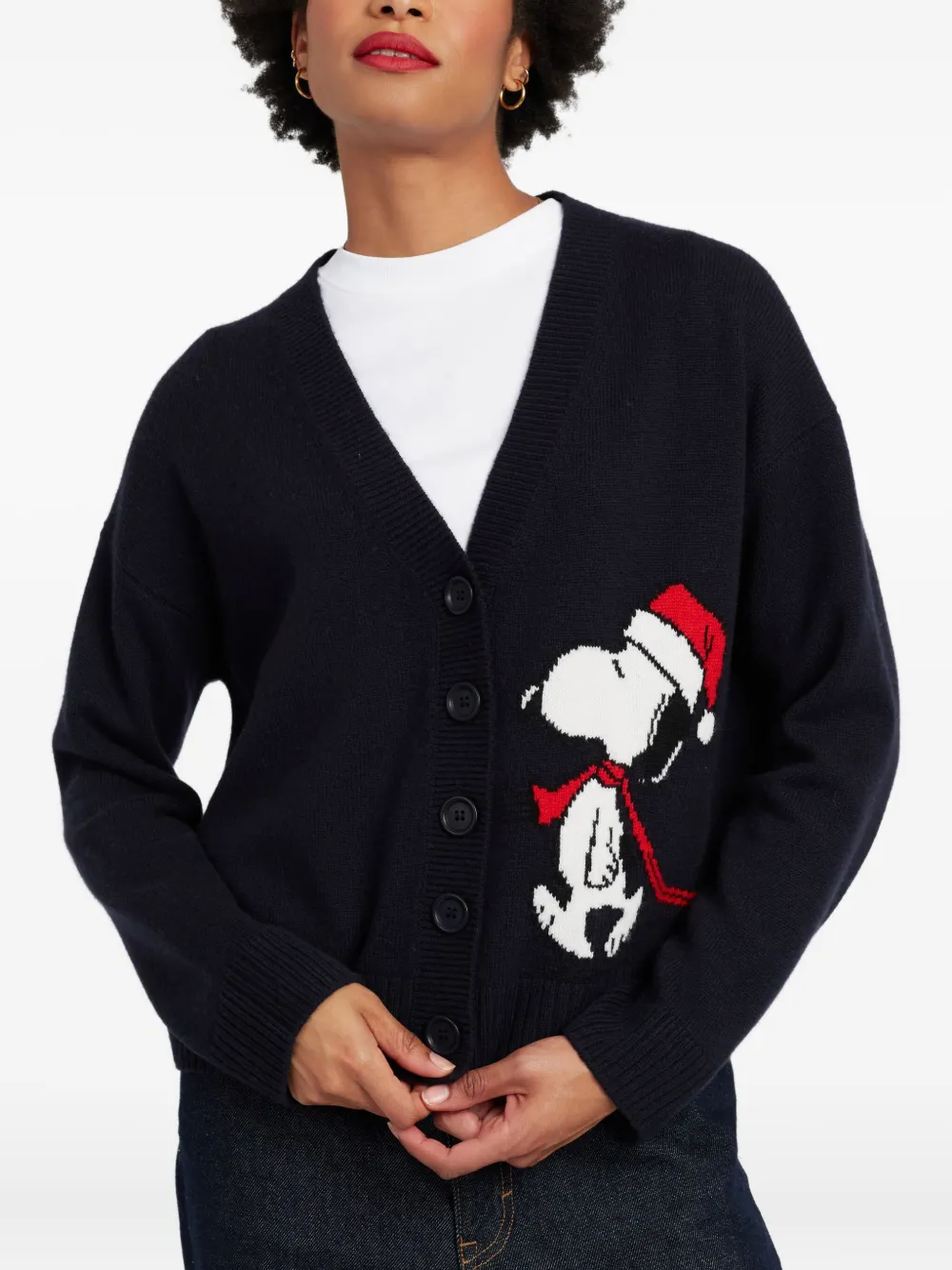 Chinti & Parker Snoopie Holiday Cardigan In Black