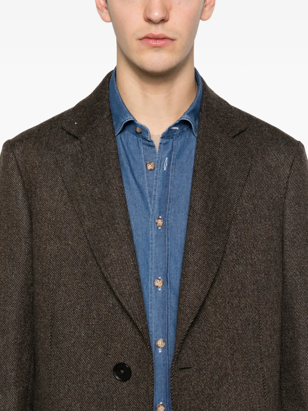 Zegna Pocket Buttoned Coat In Brown