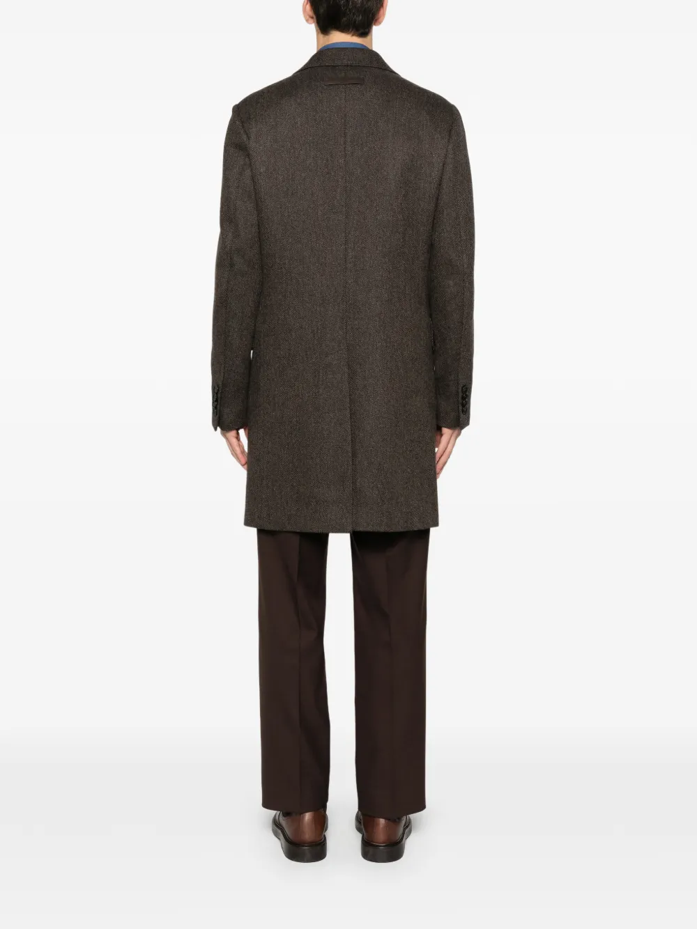 Zegna Pocket Buttoned Coat In Brown