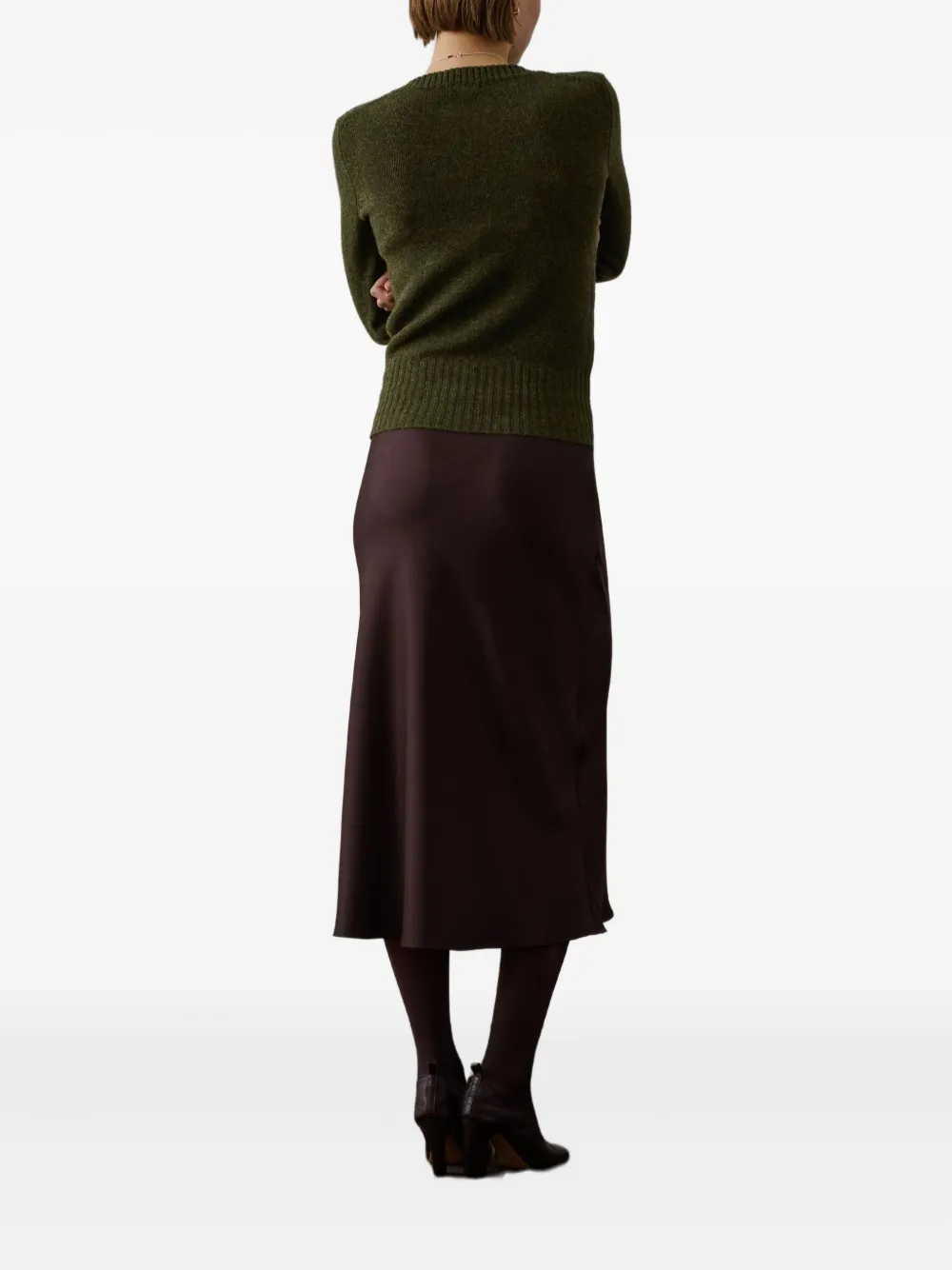 Soeur bias-cut satin midi skirt - Rood