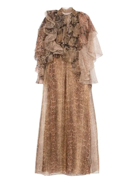 ZIMMERMANN ruffle-trimmed snake-print dress