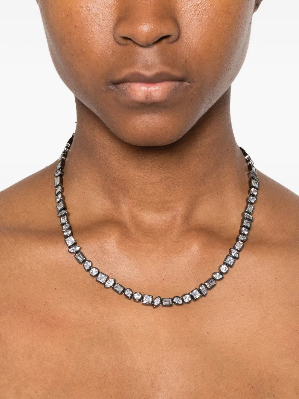 Darkai Mixed Bezels Necklace In Silver