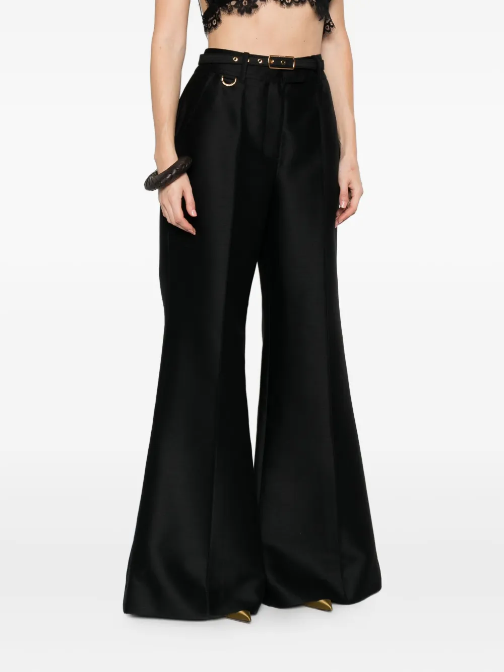 ZIMMERMANN belted flared trousers Zwart