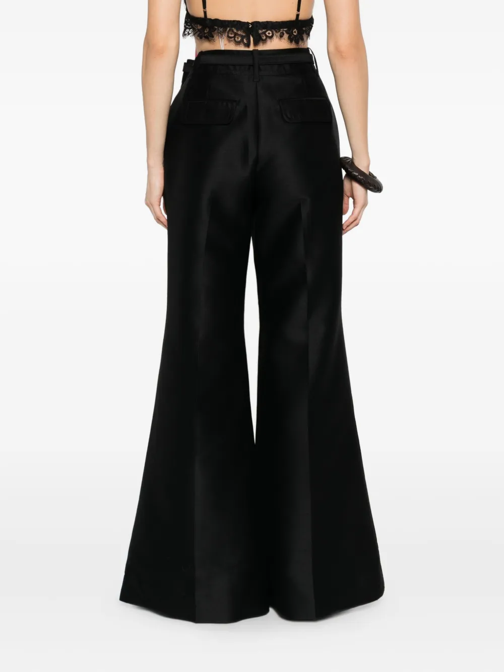 ZIMMERMANN belted flared trousers Zwart
