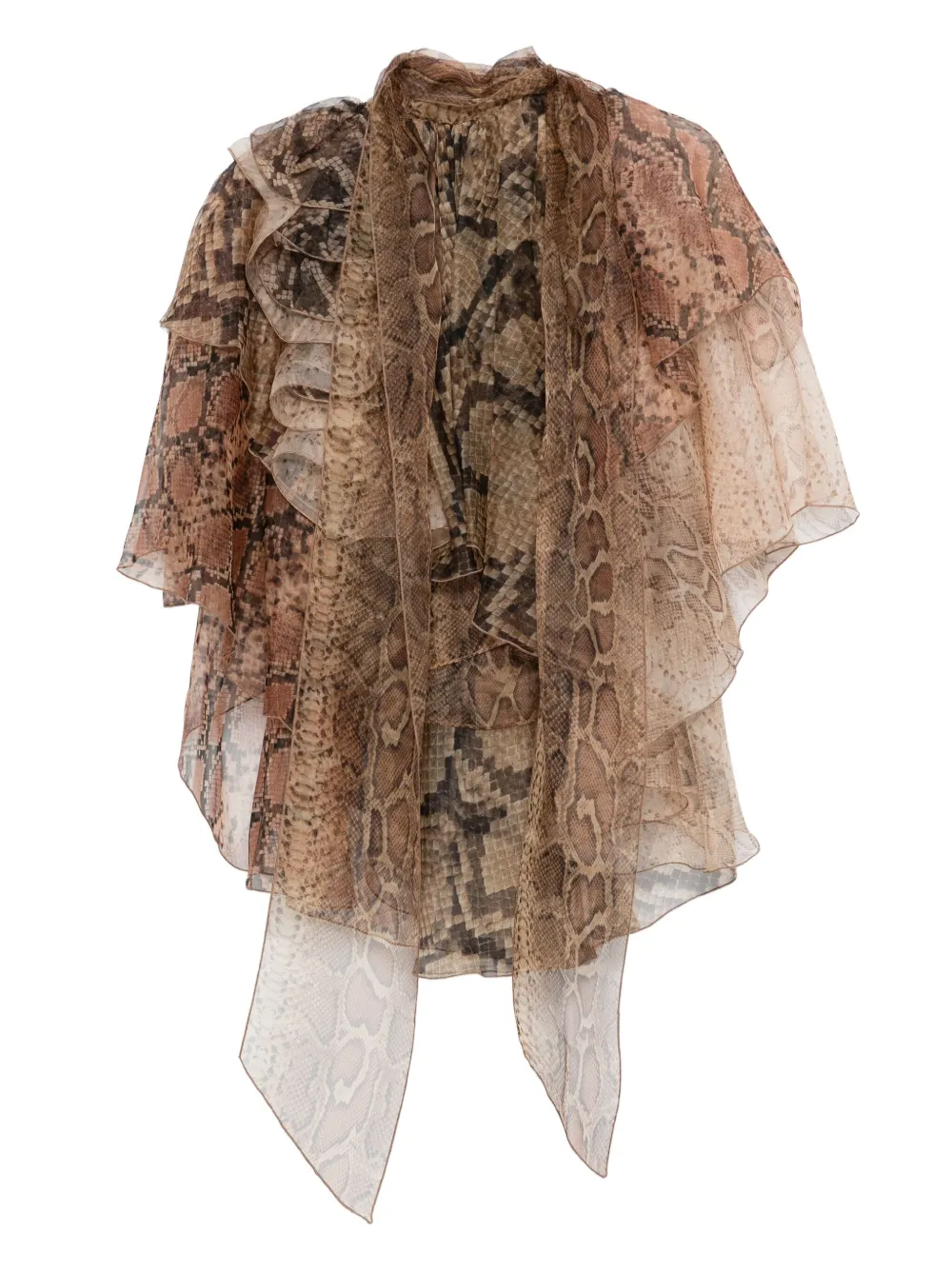 ZIMMERMANN ruffled snakeskin-print blouse - ブラウン ZIMMERMANN ruffled snakeskin-print blouse - ブラウン