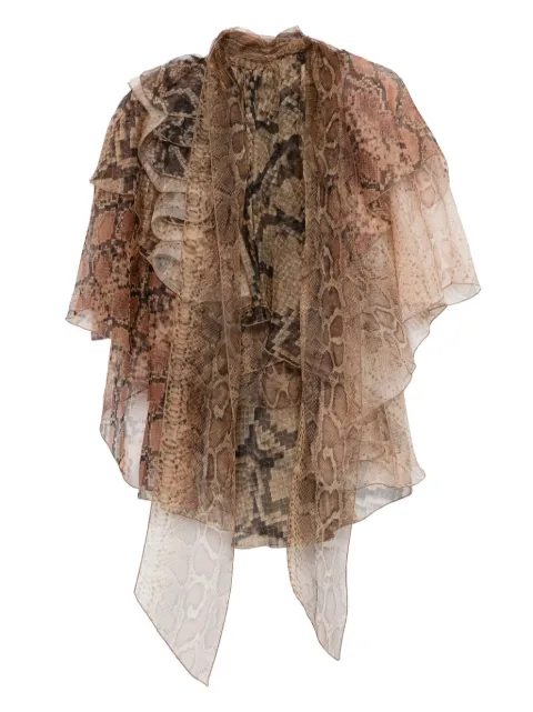 ZIMMERMANN ruffled snakeskin-print blouse