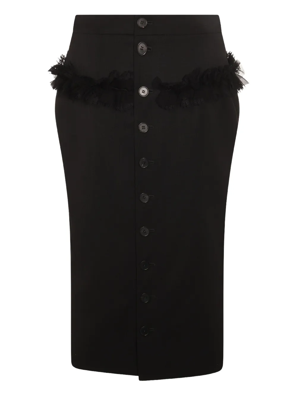 button-front ruffled skirt
