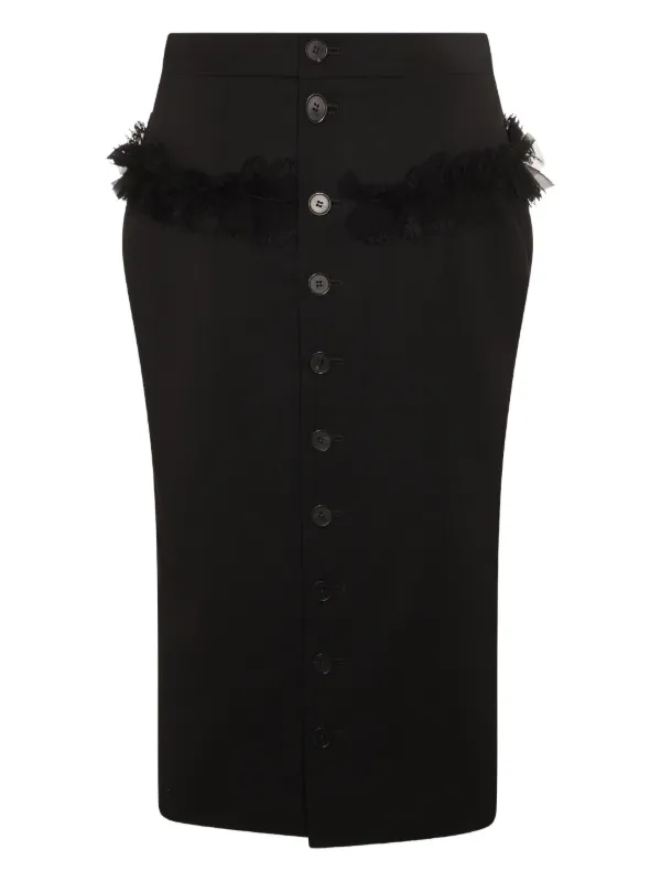 Alexander McQueen Button-front Ruffled Skirt in Black