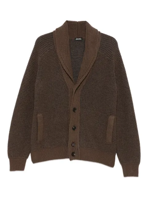 Zegna shawl-collar waffle-knit cardigan