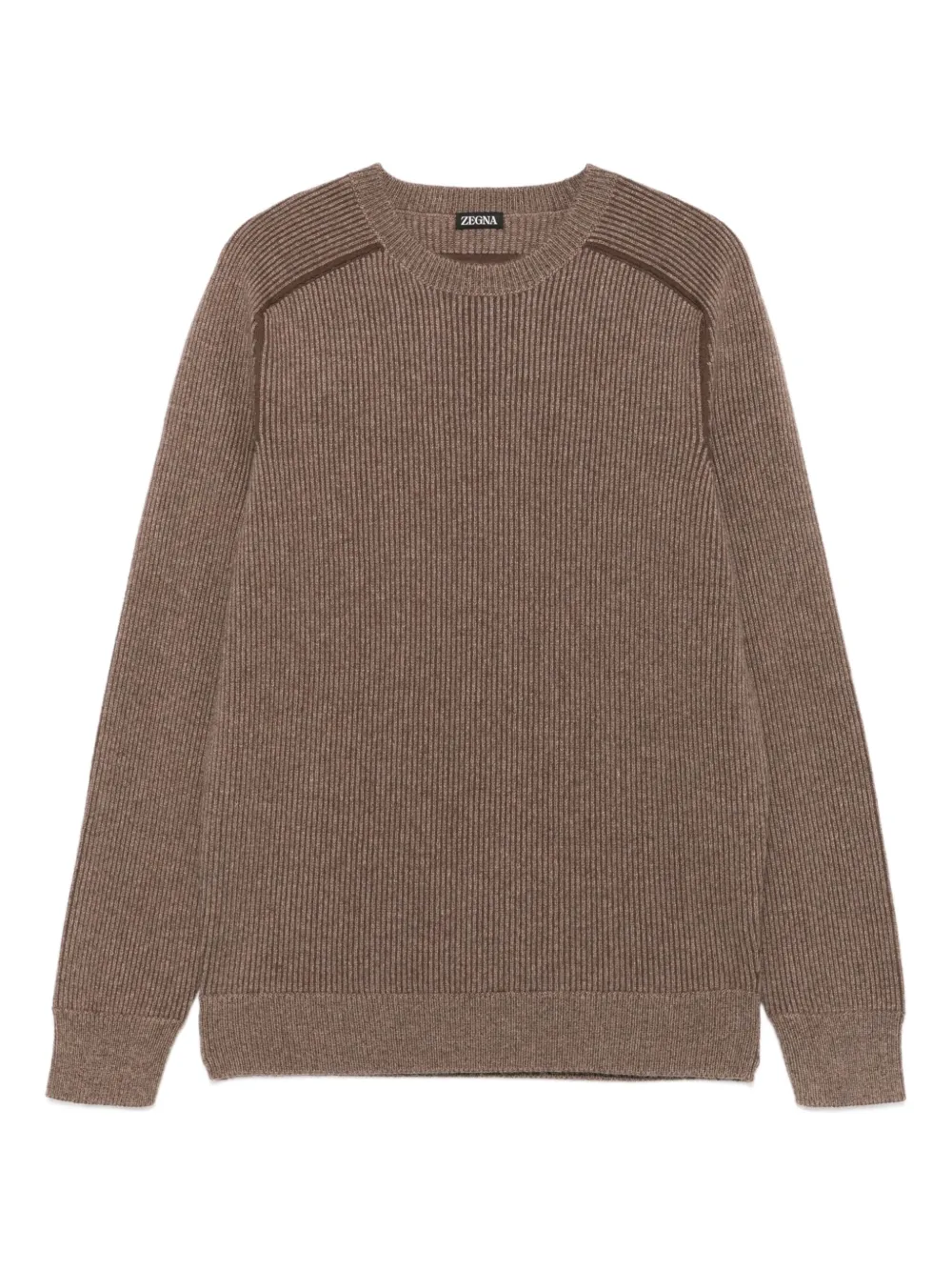 Zegna ribbed-knit shoulder-detail sweater | Brown | Image 1