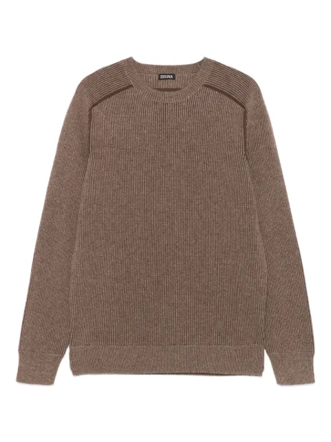 Zegna ribbed-knit shoulder-detail sweater
