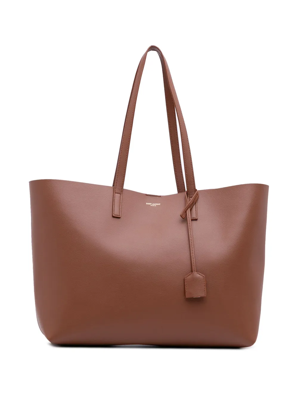 Pre-owned Saint Laurent 2024 Leather East West Shopping Tote Bag In Brown