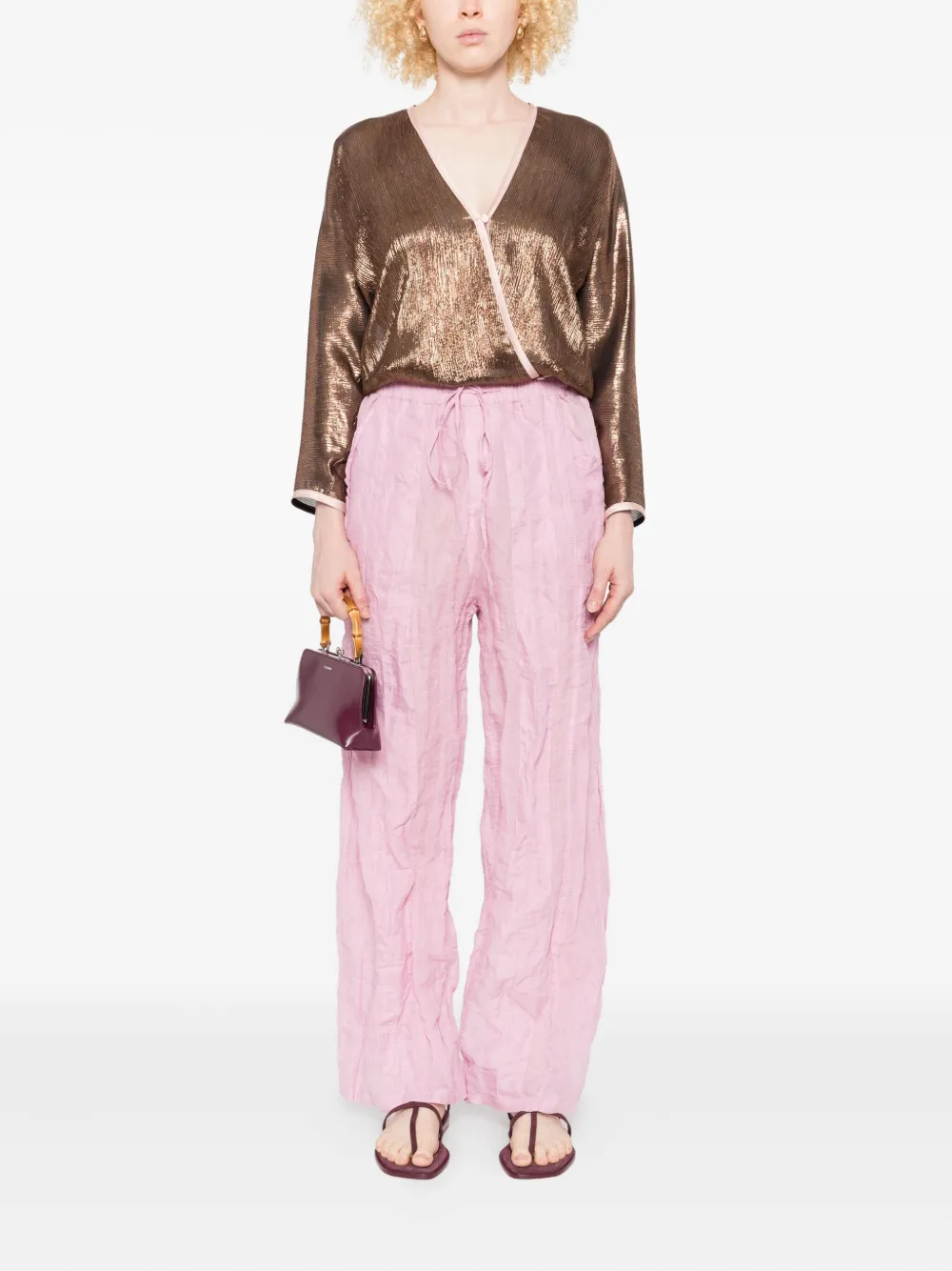 Forte Forte Wikkeltop met afwerking - Roze
