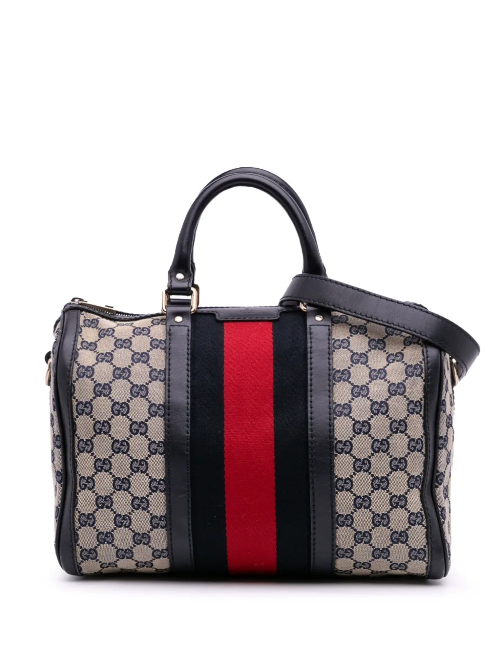 Pre-owned Gucci 2016-2025 Gg Canvas Web Joy Boston Bag Satchel In Brown