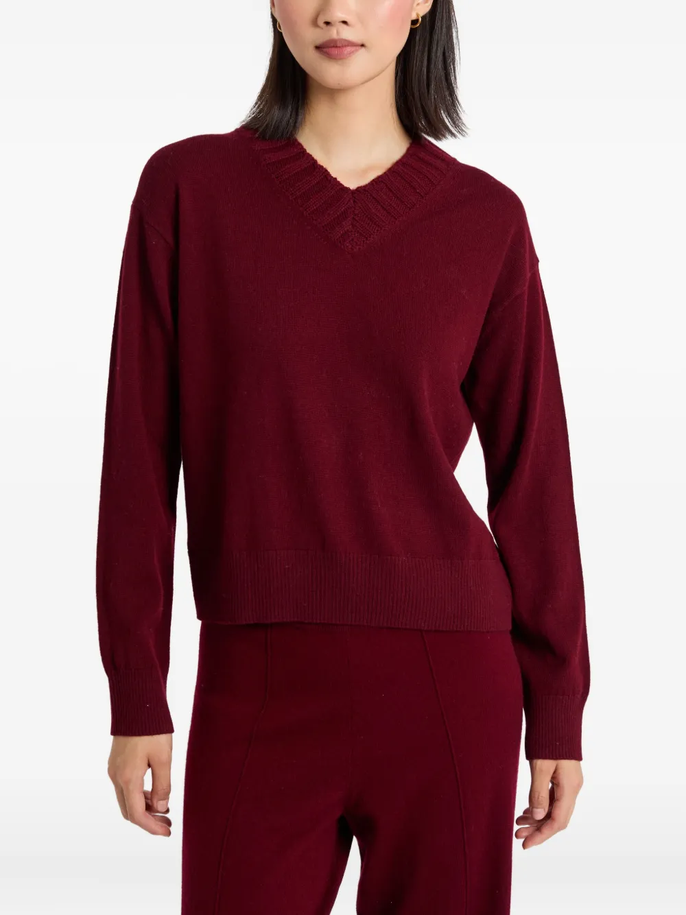 Chinti & Parker Ribbed V-neck Sweater In Pink
