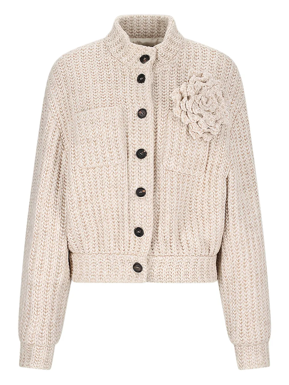 Giuseppe Di Morabito Geribbeld vest verfraaid met bloemen Beige