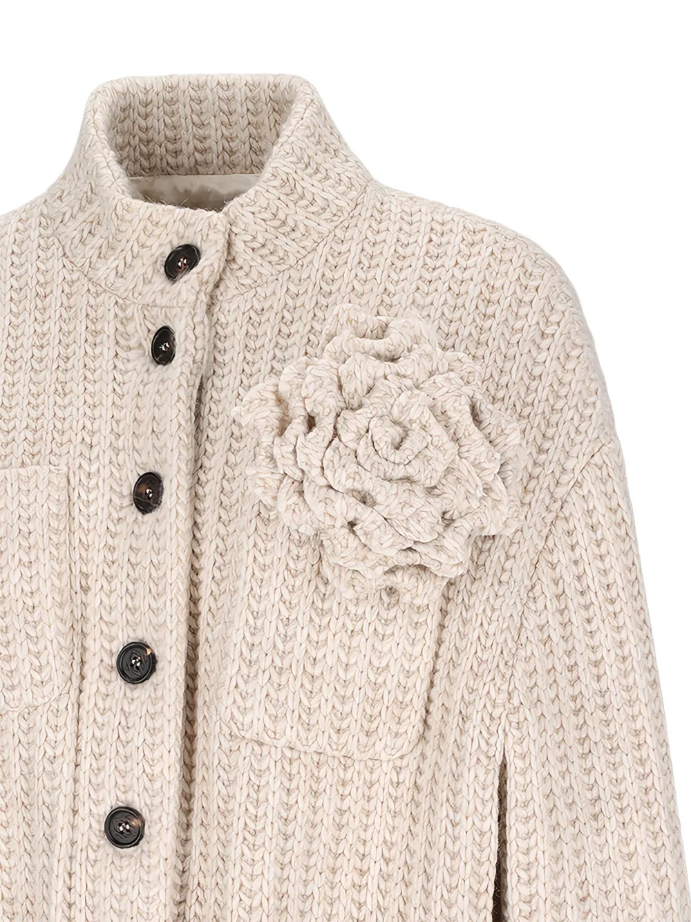Giuseppe Di Morabito Geribbeld vest verfraaid met bloemen Beige