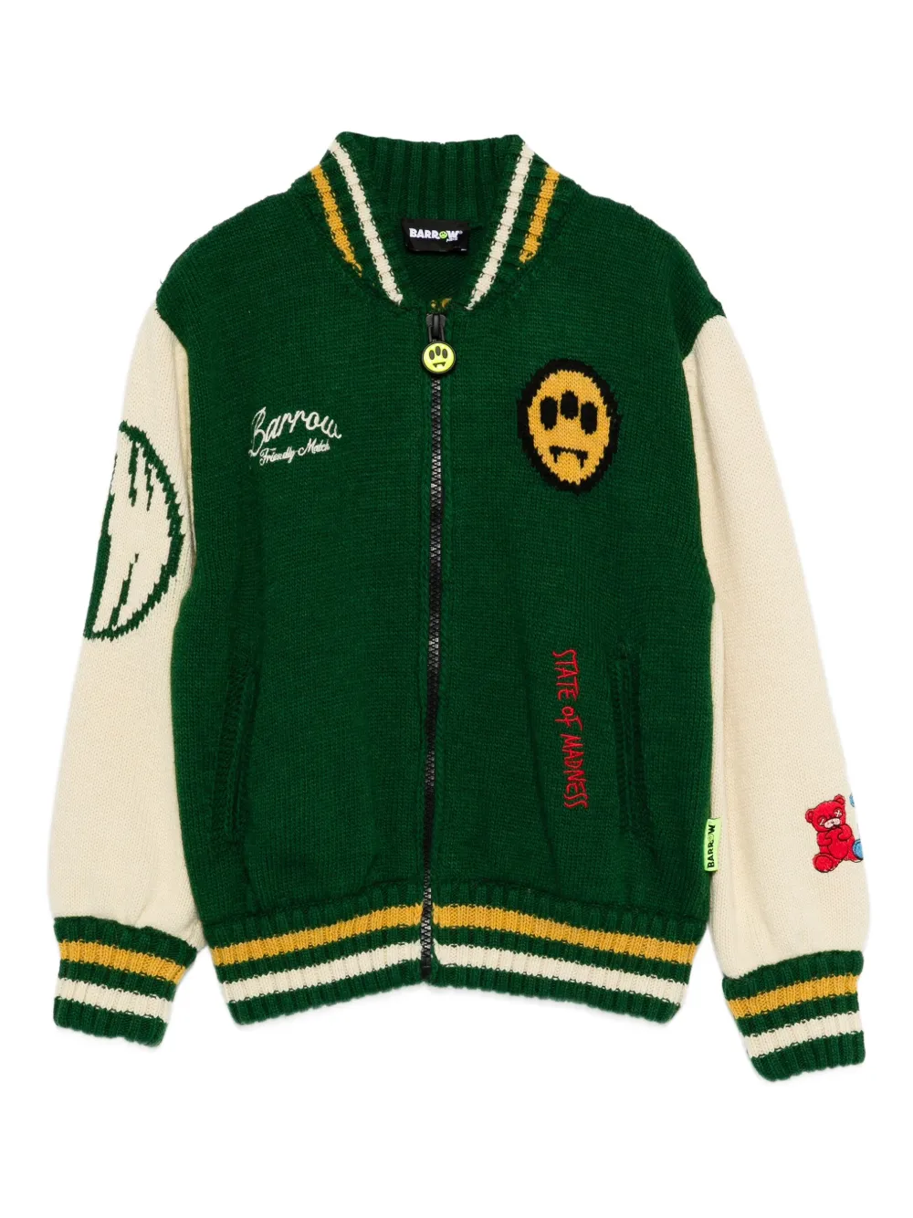 Barrow kids logo-detail varsity jacket Groen
