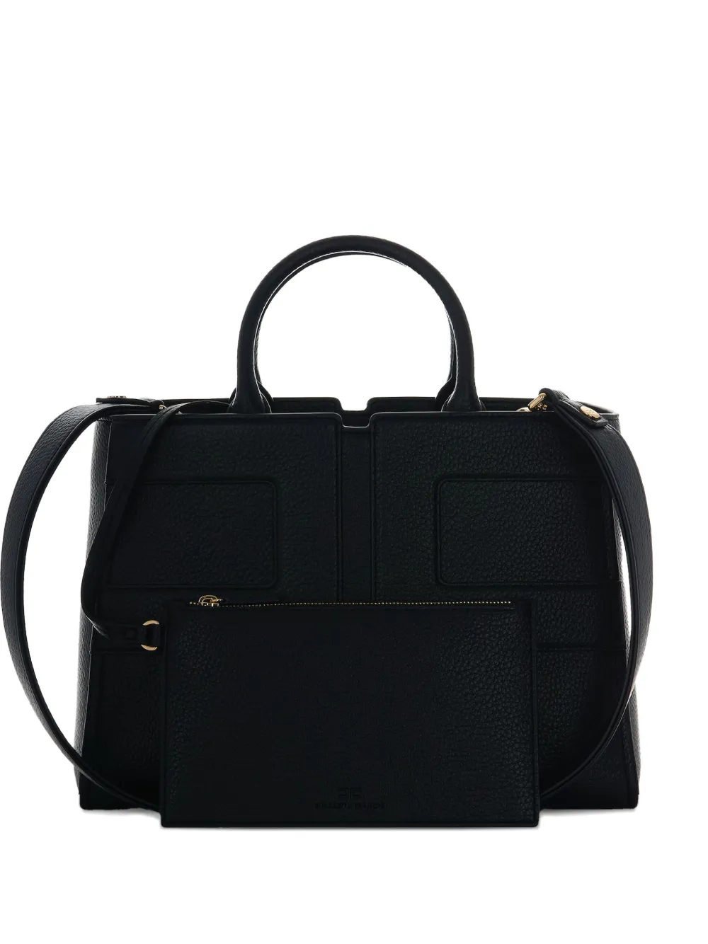 Elisabetta Franchi Structured Black Handbag With Versatile Carrying Options In Black